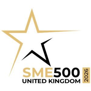 Logo of a gold and black star with the words "SME 500 United Kingdom"
