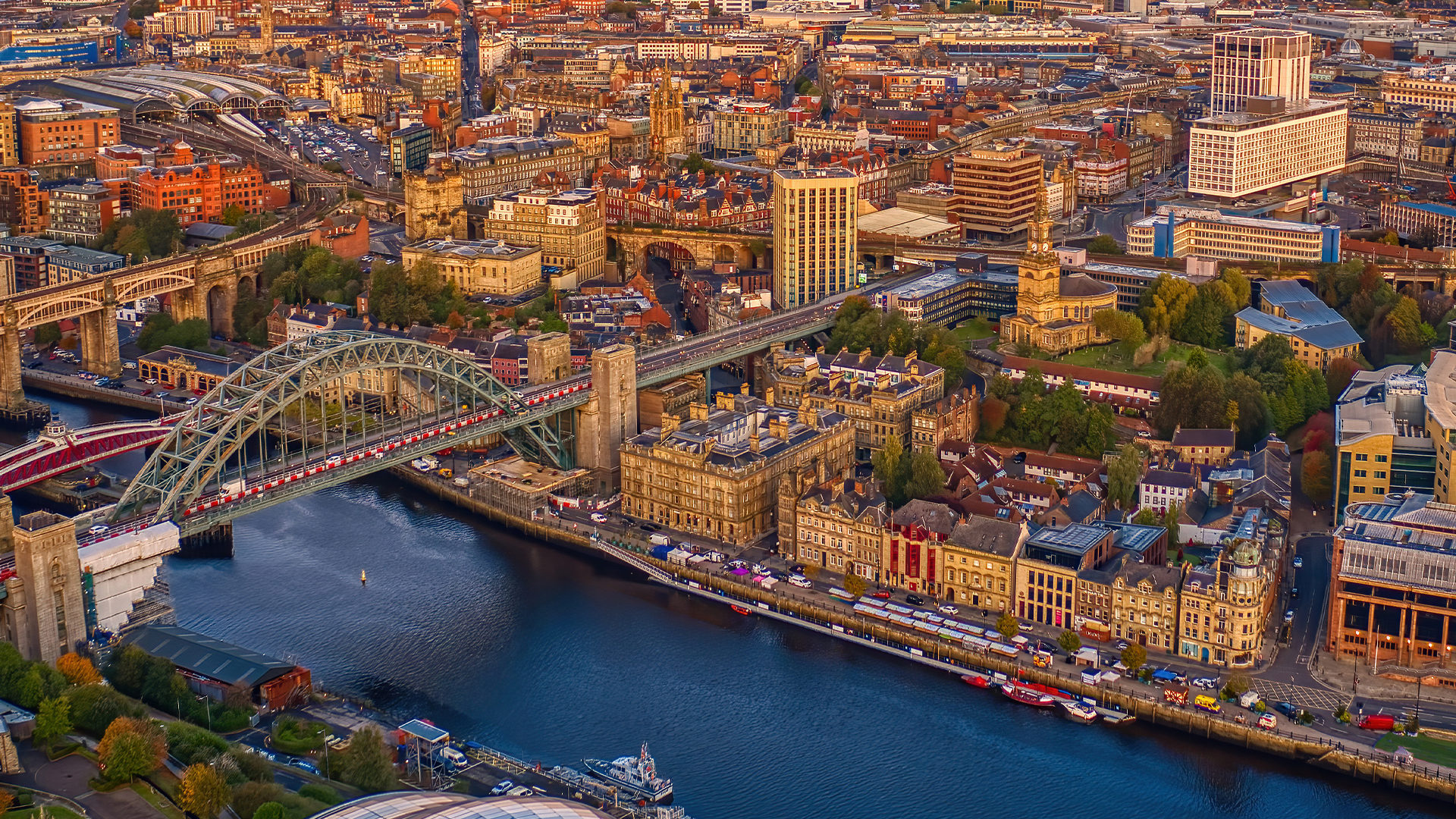Aerial photo of Newcastle Upon Tyne, UK