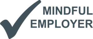 Darker logo with a tick and the words saying "Mindful Employer"